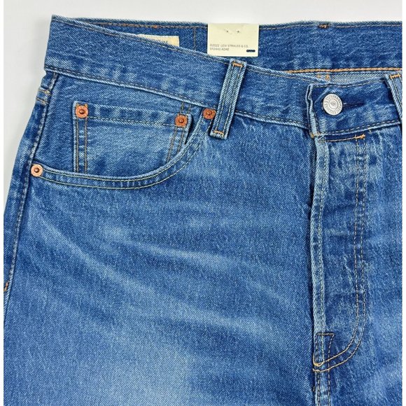 Levis 501 93 Premium Men 32x32 Straight Blue Jeans Distressed Button Fly Stretch - Picture 4 of 12